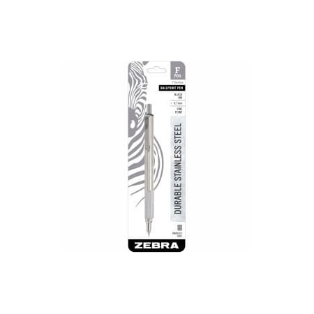 Zebra Pen Zebra Retractable Ballpoint Pen F-701 - Black Ink - Stainless Steel Barrel 29411